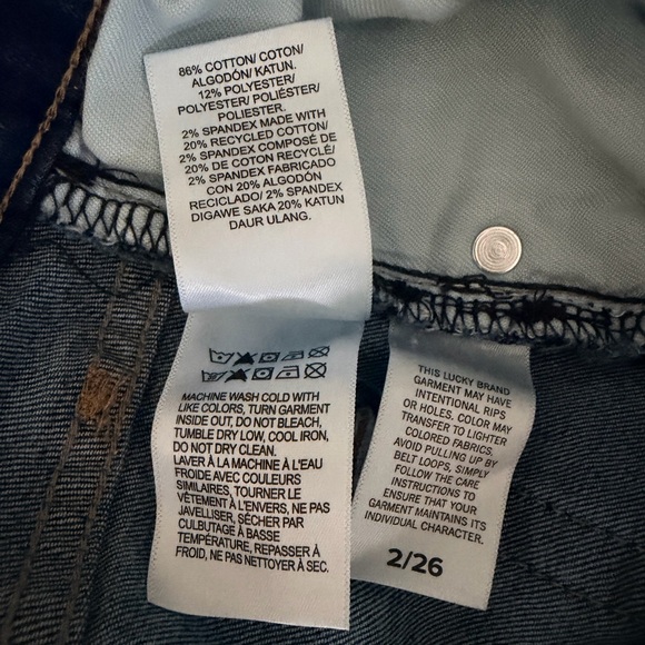 Lucky Brand Wide Leg High Rise Jeans Cuffed Raw Hem Medium Wash Denim Size 2- 26 - Picture 5 of 7